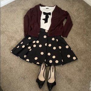 IMNYC Isaac Mizrahi Black/Cream Polka dot skirt.